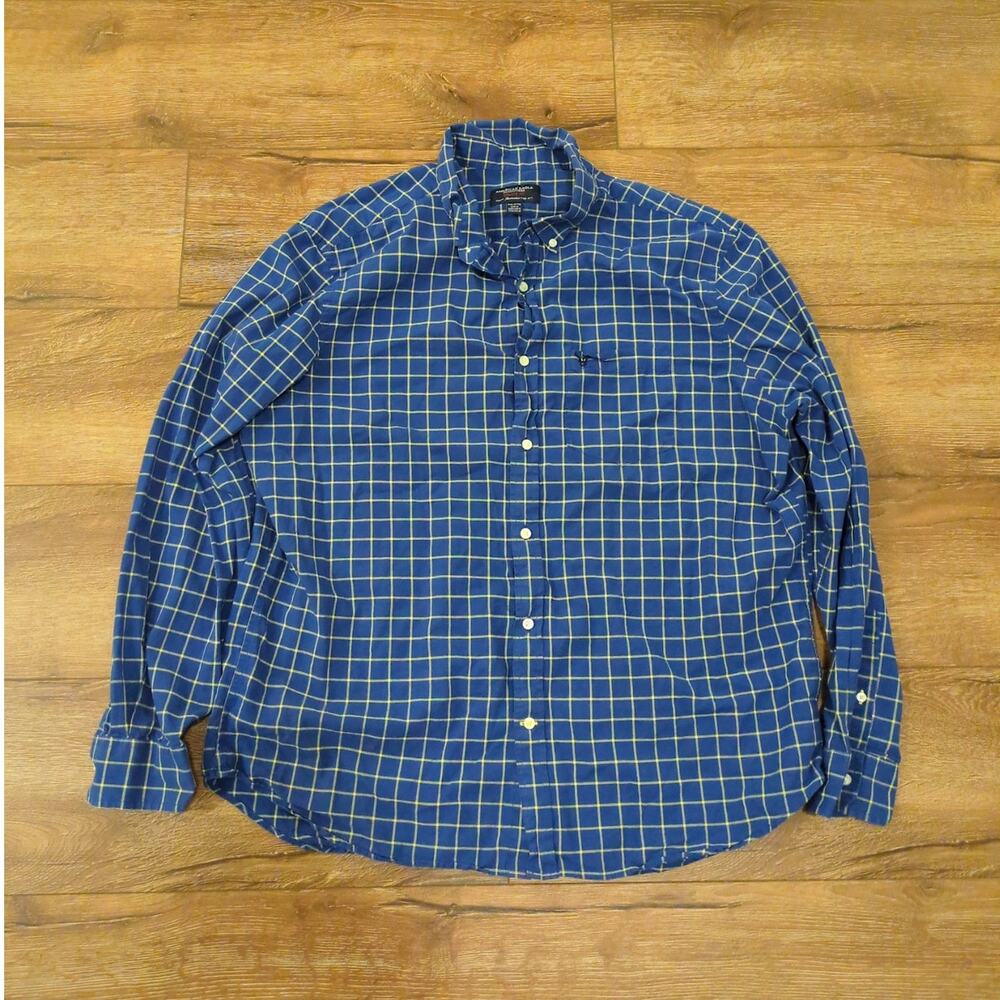 American Eagle Outfitters Men's XXL Button Up Shirt Skater‎ Surf Checkered Blue